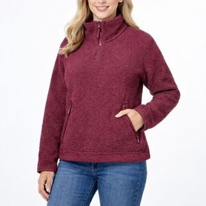 The North Face Women’s Sherpa Fleece Quarter Zip Pullover Winter Burgundy XL